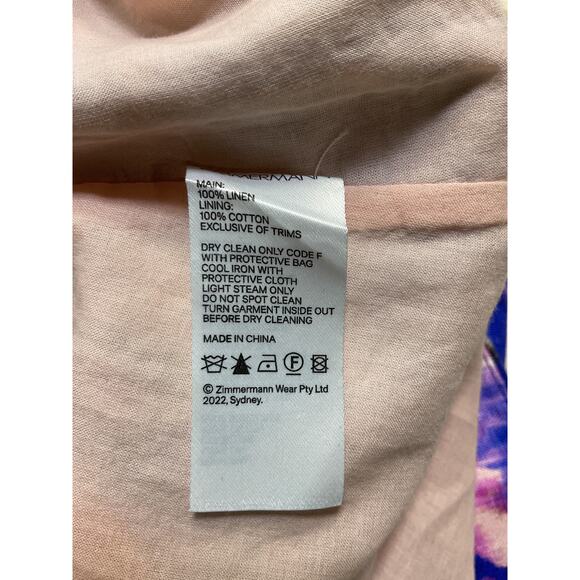 Zimmermann 'High' Purple Floral Print Tide Cut-Out Frilled Mini Dress Size 0 - Picture 5 of 5